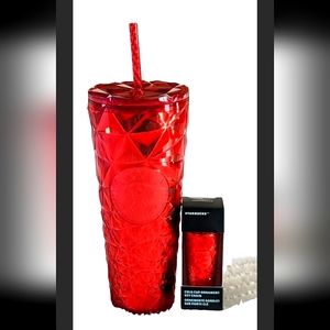 New Starbucks Winter 2023 Poinsettia Red Prism 24 oz Cold Cup Tumbler